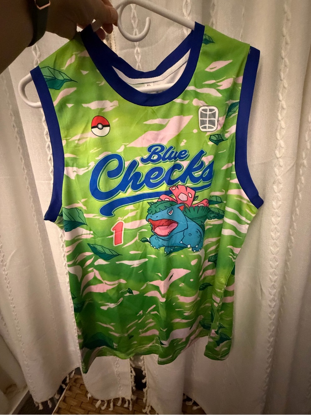 Blue Checks Green Pokémon Jersey